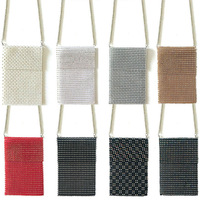 Fashion Women Luxury Water Diamond Handmade Nail Bead Phone Bag Small Touch Screen Cell Phone Purse Mini Shoulder Crossbody Bag