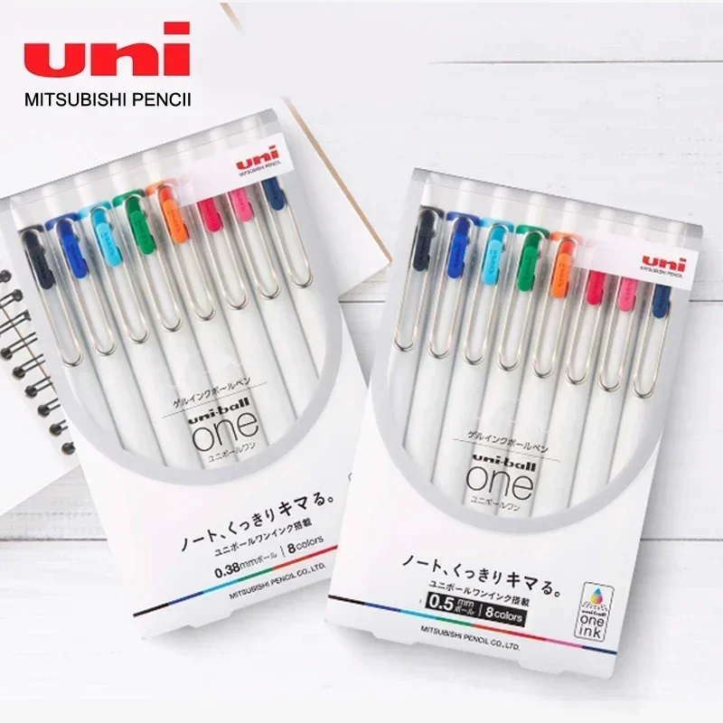 8pcs Japanese UNI Thick Ink Black Technology Series Color Gel Pen Set UMN-S-38/05 Ballpoint Pens 0.38/0.5mm School Acsesories