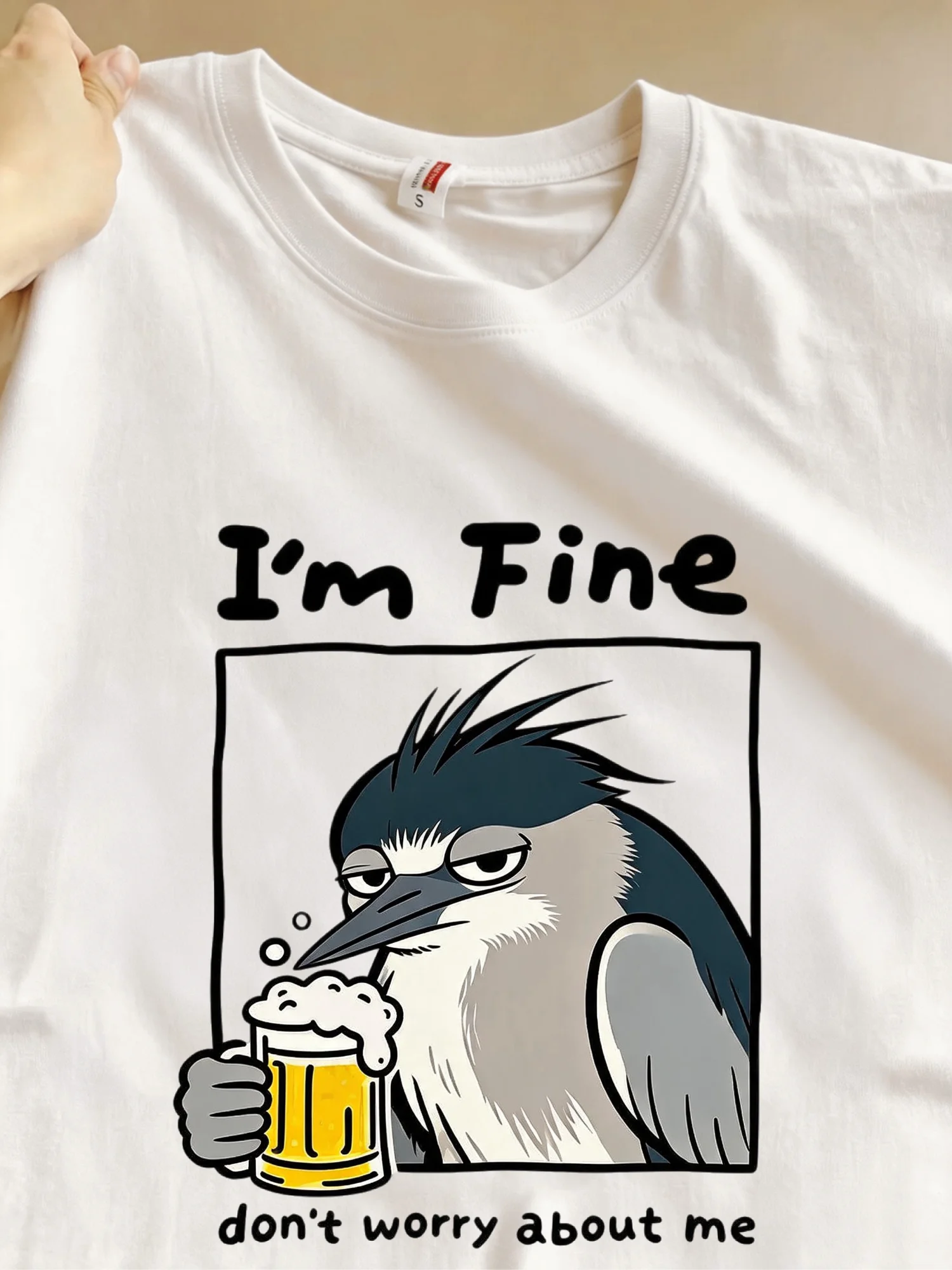 Summer Pure Cotton Short Sleeve T-Shirt Unisex Breathable Comfortable round Neck Print Casual Wear for Bird Watching Enthusiasts