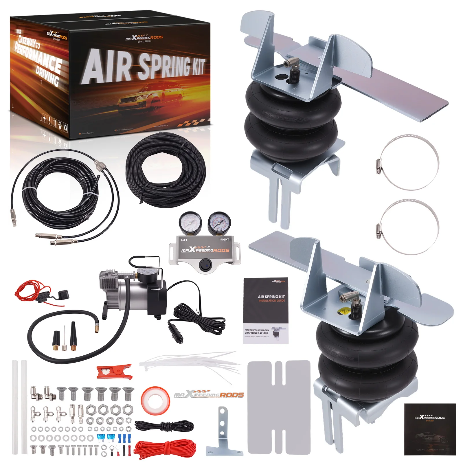 Rear Air Suspension Kit W/ Dual Manometer for Sprinter 907 VS30 3.5t RWD 2018-  Air Suspension Bag Kit