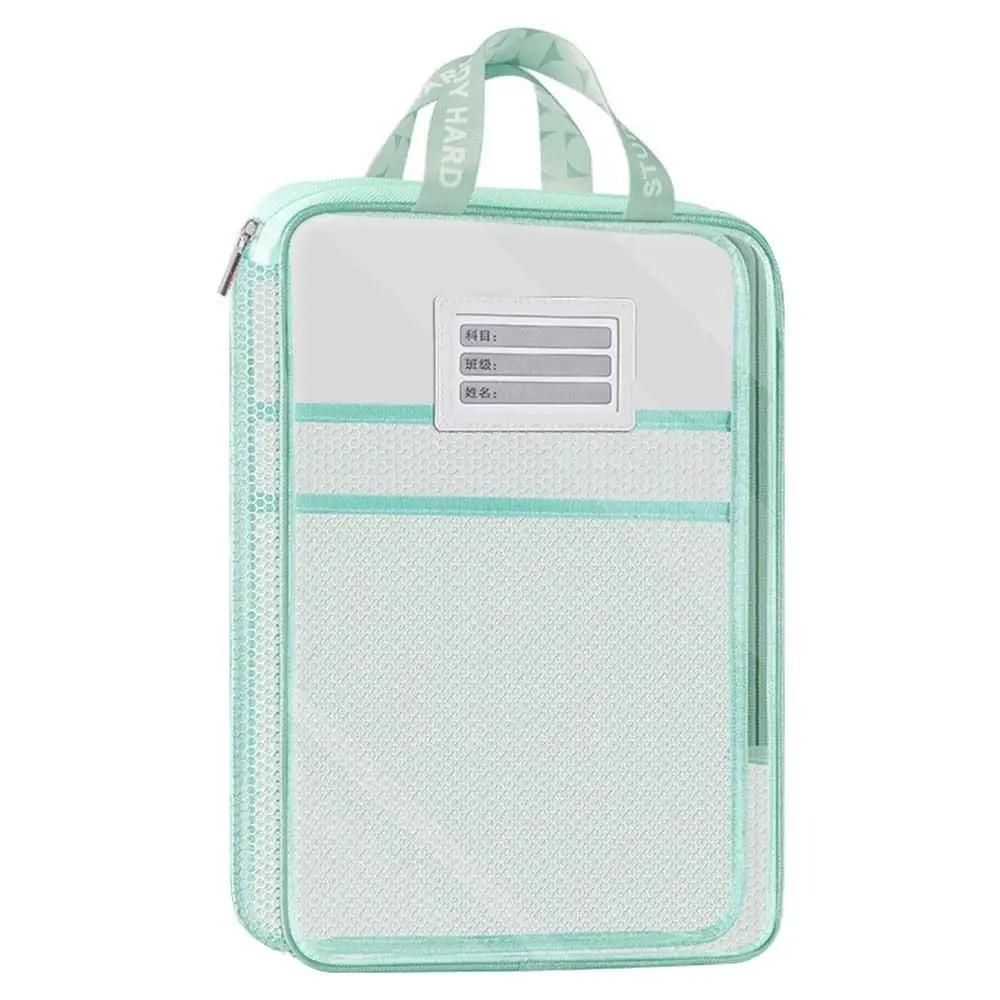 Mesh A4 File Folder Dopamine Color Waterproof Document Folder L-shape Large Opening Large Capacity Test Paper Organizer