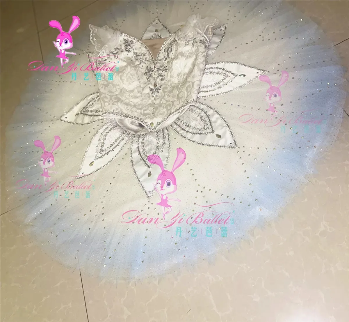 Danyi professional ballet split style women's white and blue dance girl performance dress plate skirt tutu dress competition per