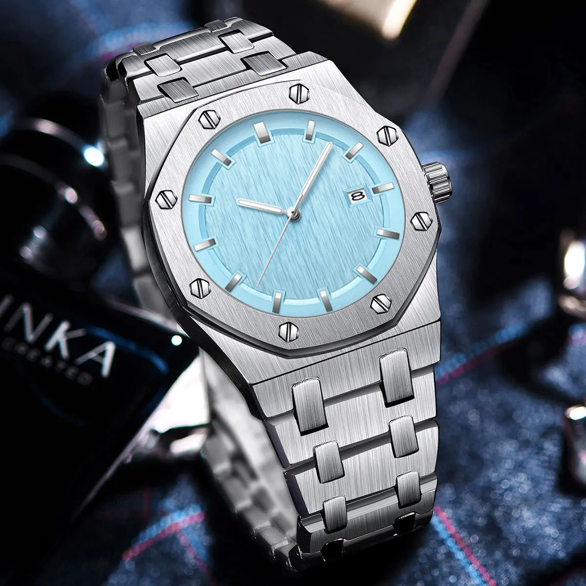 Simple, atmospheric, classic, fashionable, polygonal, trendy, deep waterproof wristwatch