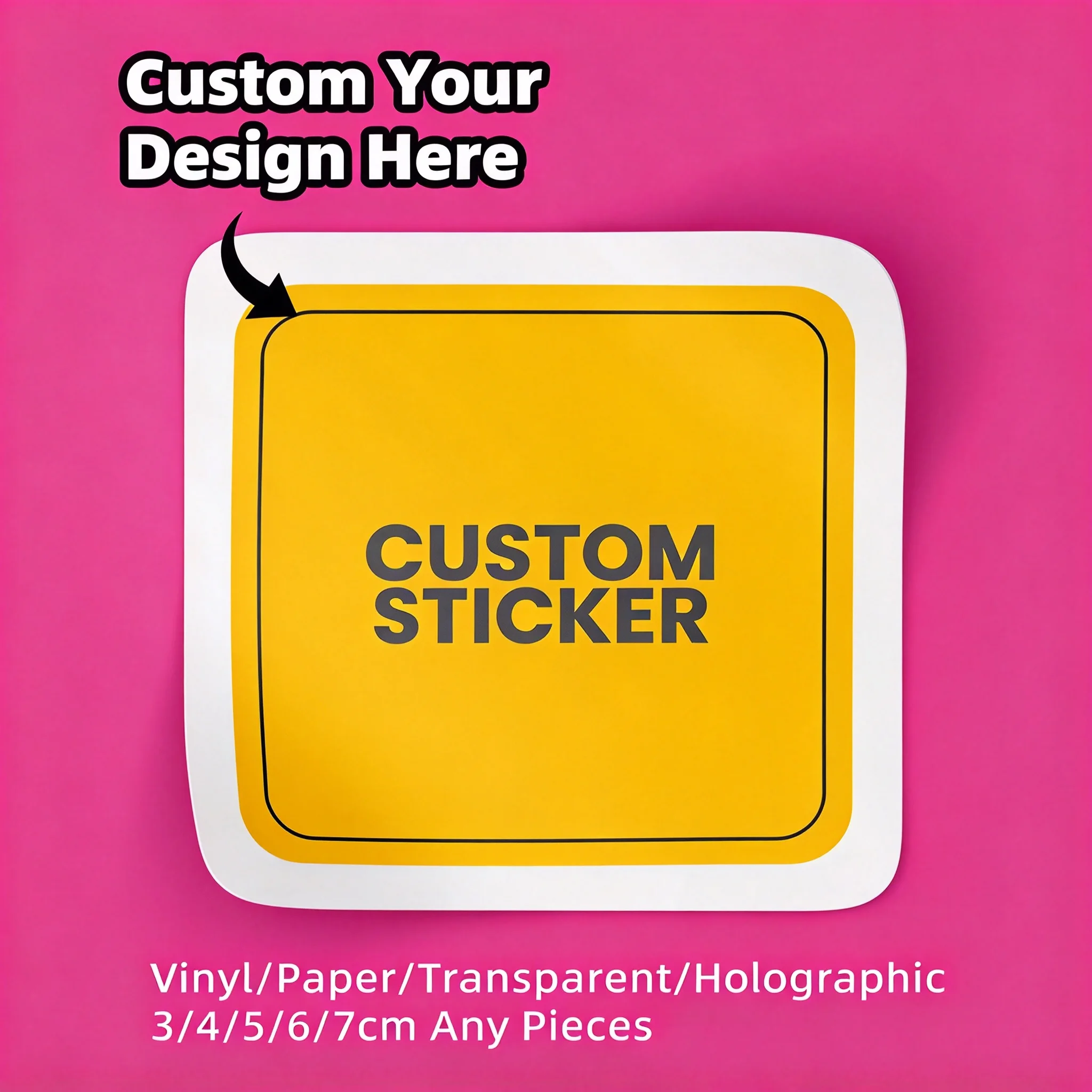 1-100Pcs Square Custom Text Image Stickers,Personalized Car Interior Decals for Family & Friends,Auto Accessories & DIY Styling