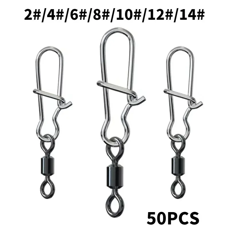 50 قطعة الفولاذ المقاوم للصدأ بايك معدات صيد الأسماك اكسسوارات موصل دبوس تحمل وصلة دوّارة لصيد الأسماك المفاجئة بالجملة #2