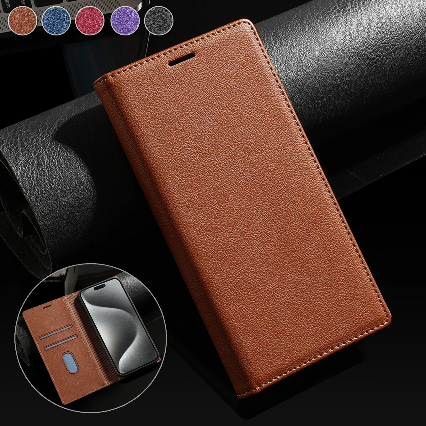 Leather Case For Samsung Galaxy S24 Ultra S23 Plus FE A15 A25 A55 A14 A24 A34 A54 A13 A23 A33 A53 A52 Magnetic Flip Wallet Cover