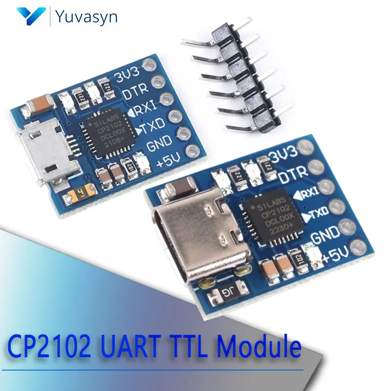1-10PCS CP2102 USB to UART TTL Module MICRO USB/TYPE-C 6Pin Serial Converter Board STC Downloader Module