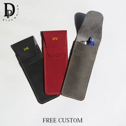 Custom Name Business Pen Holder Office Work Leather Pen Slot Engrave Initials Student School Pencil case Luxury Vintage Storage