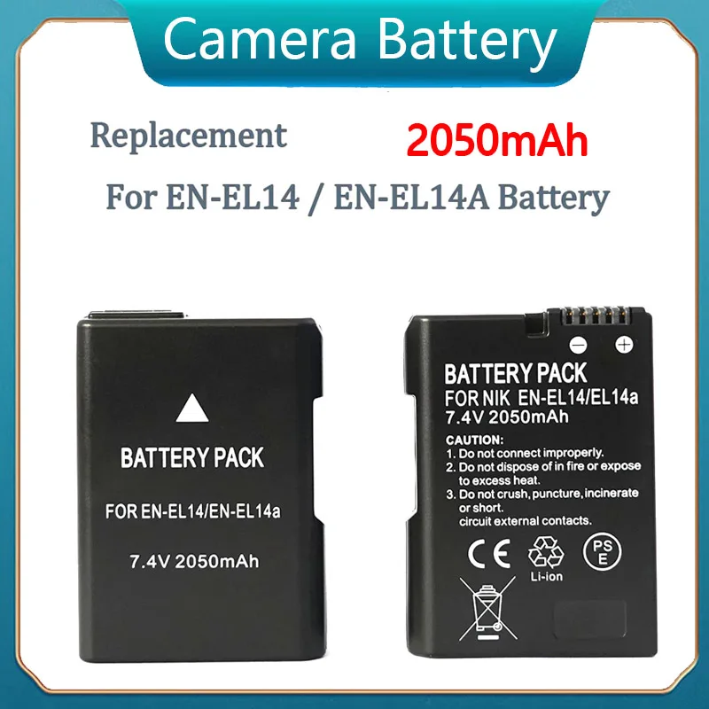 

Rechargeable 2050mAh Camera Battery Pack EN-EL14 EL14a for Nikon DF D3100 D3200 D3300 D5100 D5200 D5300 D5500 DSLR Camera