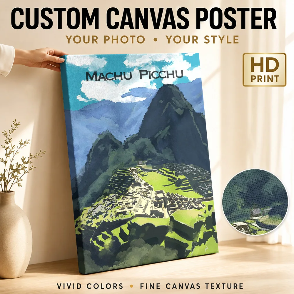 Machu picchu Canvas Painting Poster Customized Photo Modern Aesthetic Canvas Wall Art for Office Decor Ready to Hang Home Gift