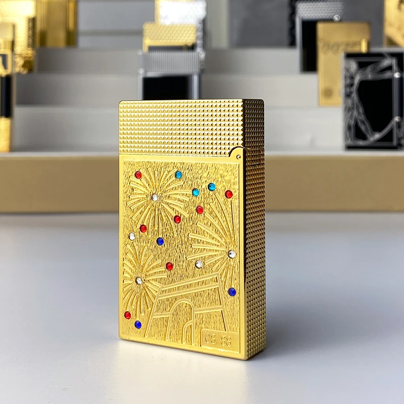 Vintage Style Windproof Gas Lighter with Bright Sound Brass Shell for Cigarettes Men's Gift New Arrivals