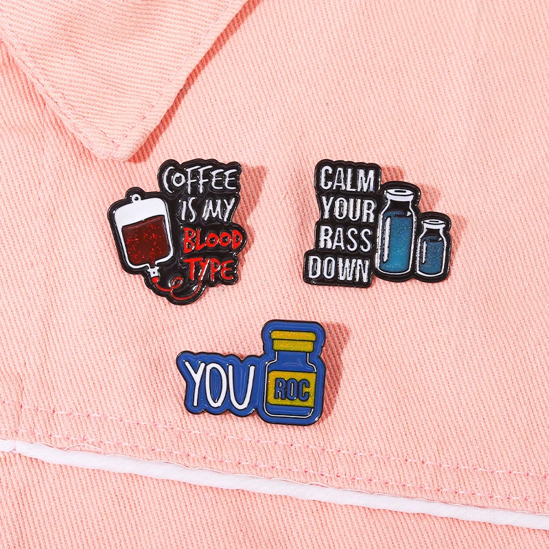 Happy Music Love Pill Band-Aid Creative Medicine Jar Cartoon Metal Badge Punk Lapel Brooch Gift Cute Pill Enamel Pin Take Care