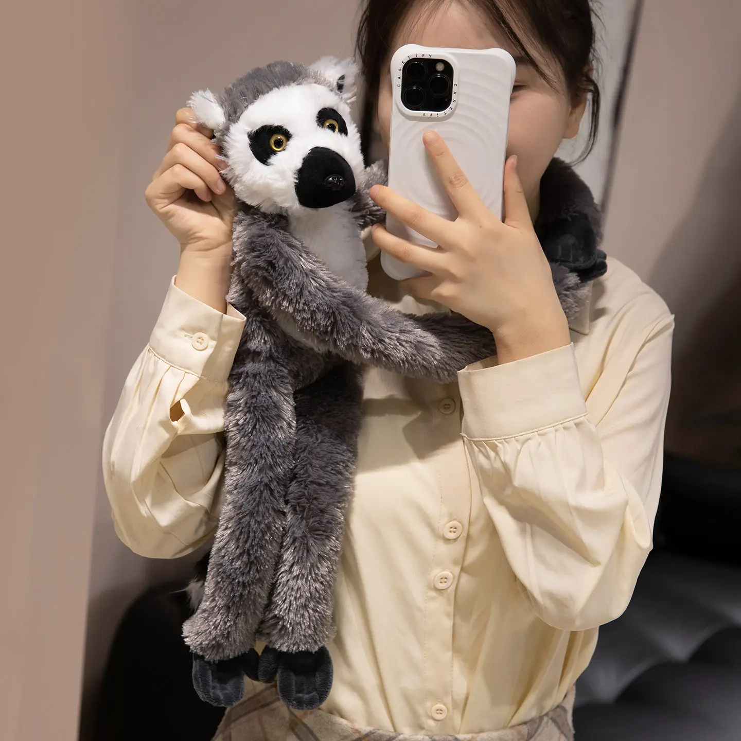 محاكاة الأسلحة الطويلة الحيوان ألعاب من نسيج مخملي لطيف أمي والطفل الغوريلا القرد الشمبانزي الكسل ليمور دمية زينة معلقة الحلي