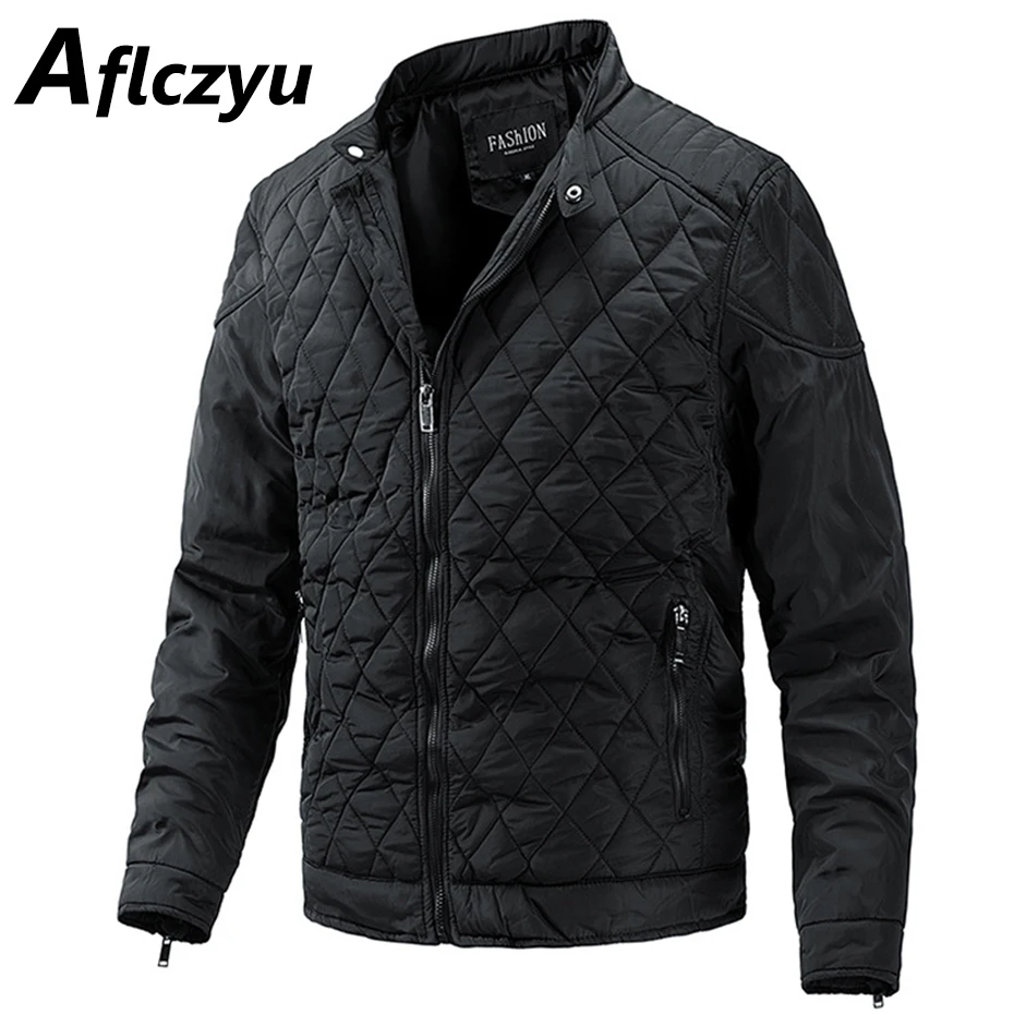 Thin Padded Jacket Men Autumn Warm Jacket Stand Collar Coat Casual Fashion Solid Color Jackets Male Outdoor Outerwear