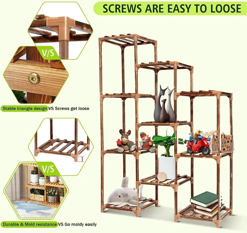 2026 Wholesale 10 Tire Tall Large Wood Plant Shelf Multi Tier Flower Stands Indoor Outdoor Plant Stands for Living Room Corner