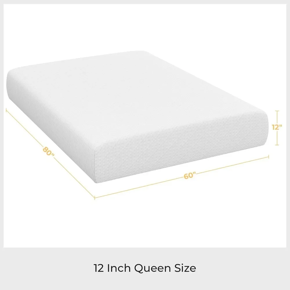 12 Inch Queen Cooling Gel Memory Foam Mattress | Green Tea Infused for Fresher Sleep | Medium Firm Support