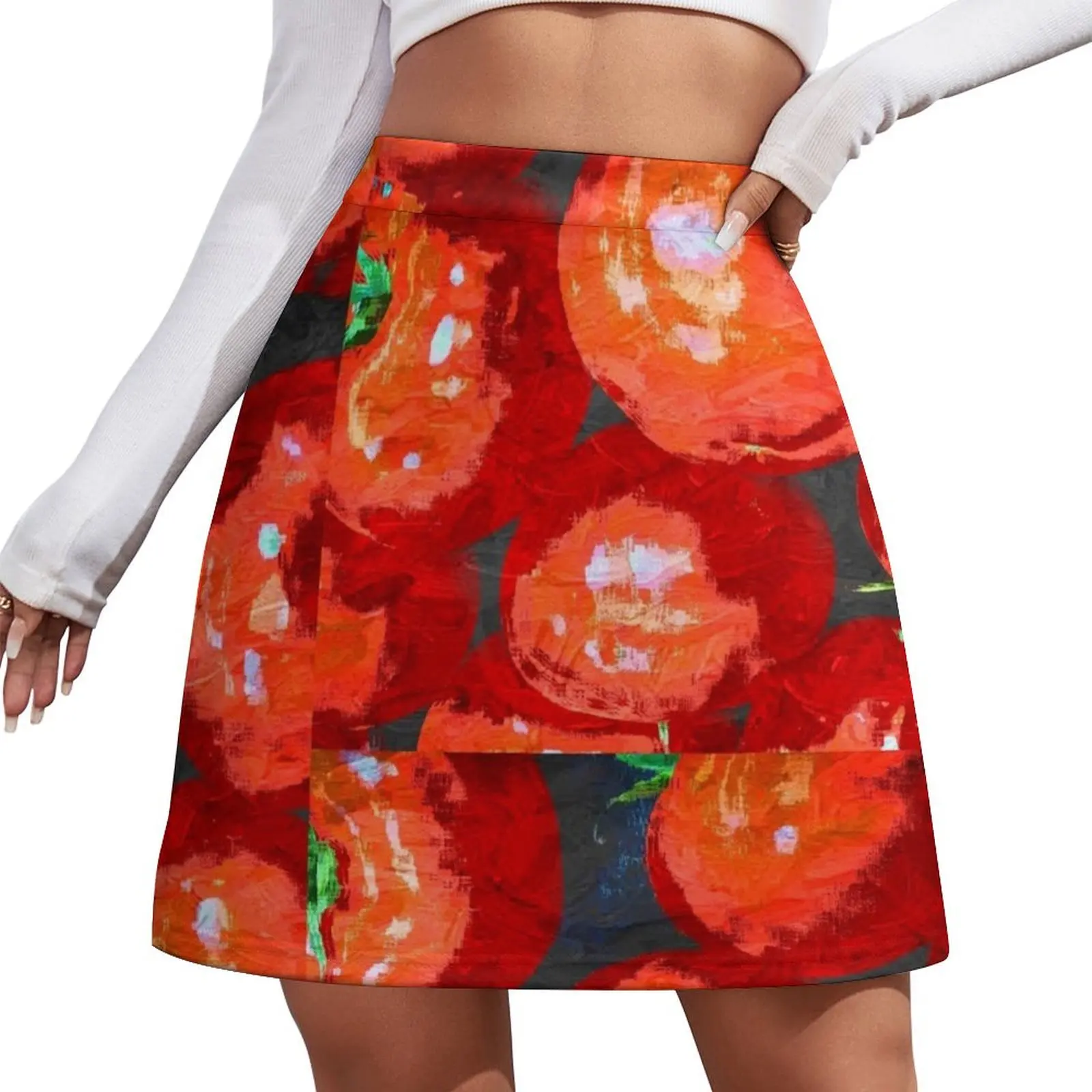 

Red tomatoes Mini Skirt skirts women summer 2025 Skirt satin novelty in clothes