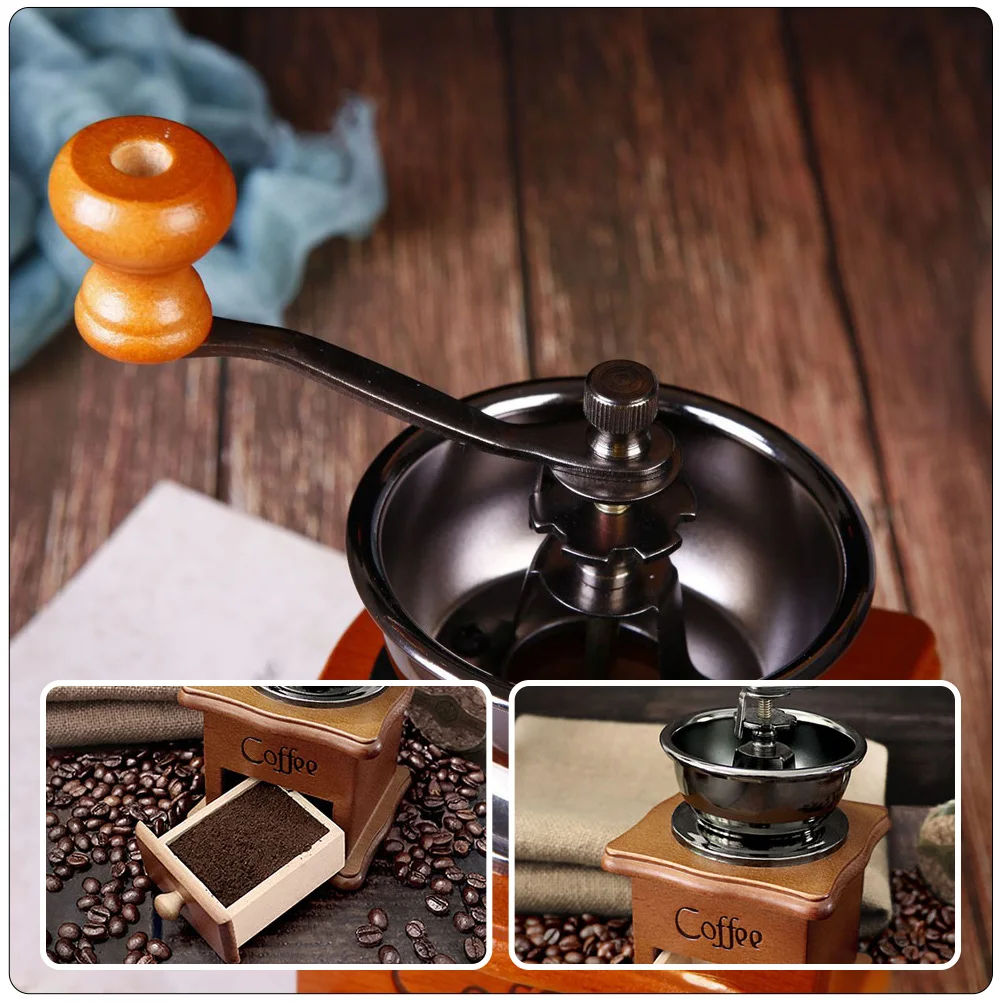 

Coffee Bean Grinder Manual Wooden Grinders Ceramics Hand Travel Retro Style Grain