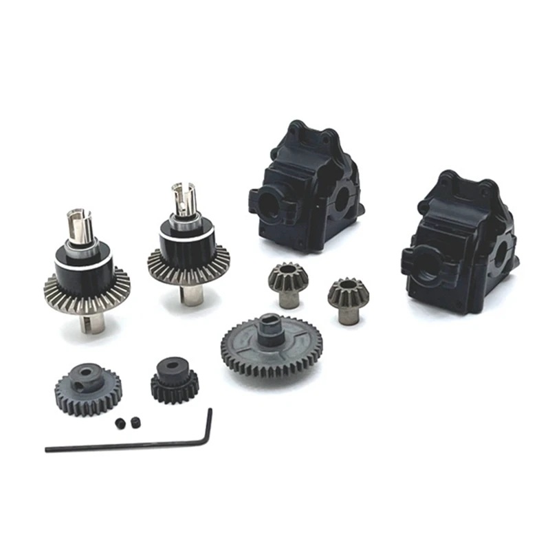 Metal Gearbox Differential Gears For Wltoys 144001 124016 124019 124007 Riaario XDKJ-001 XDKJ-006 AM-X12 RC Car Parts