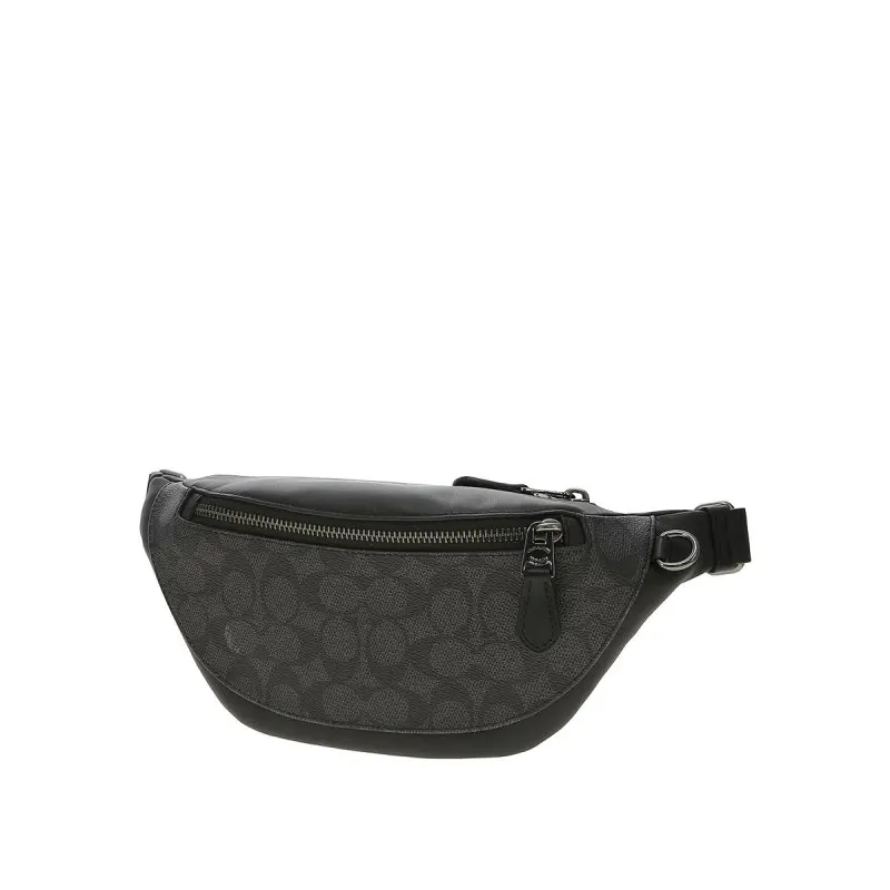 COACH Warren Mini Belt Bag In Signature Canvas Charcoal CW369