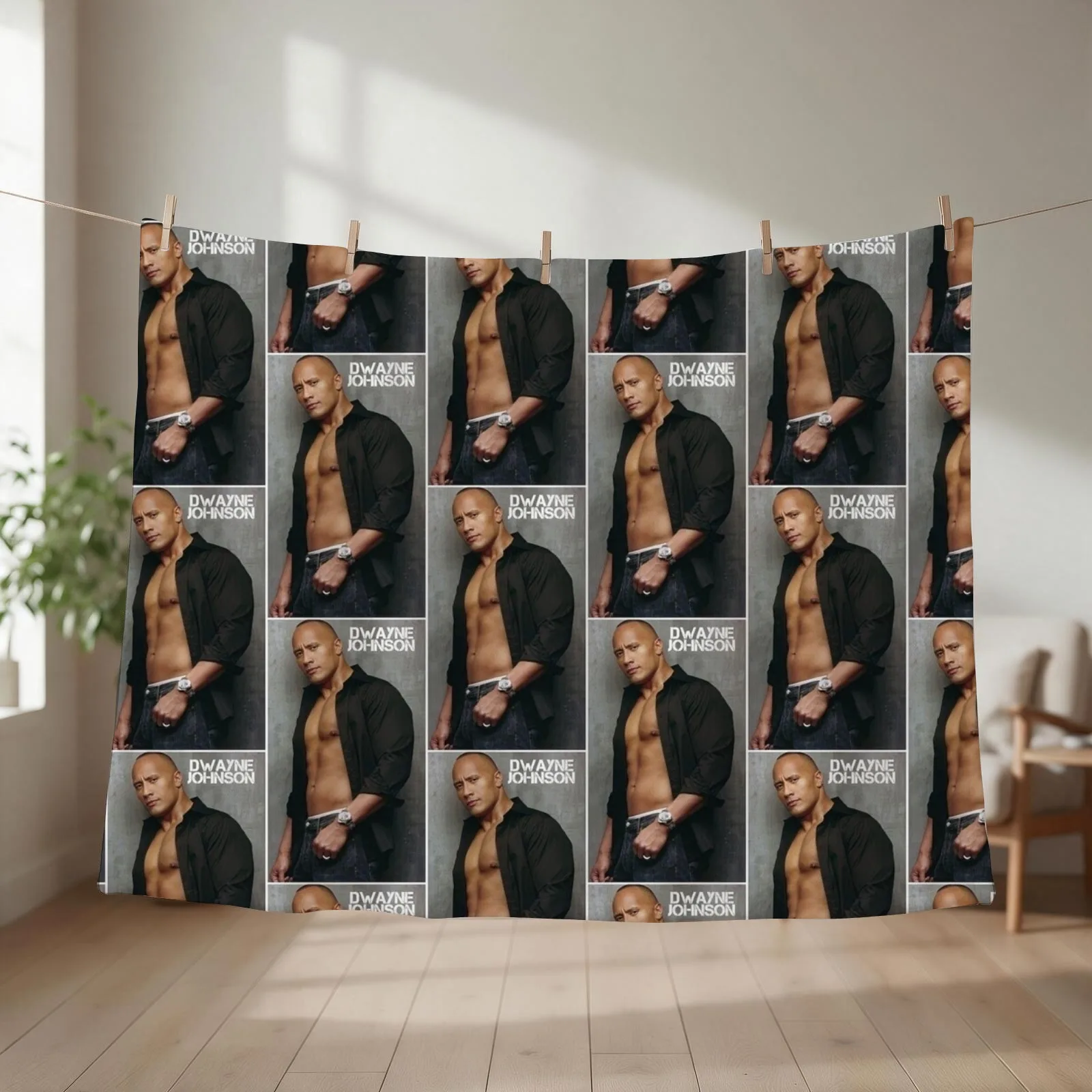 dwayne the rock johnson Throw Blanket couch cozy soft plush fuzzy picnic outdoor blanket