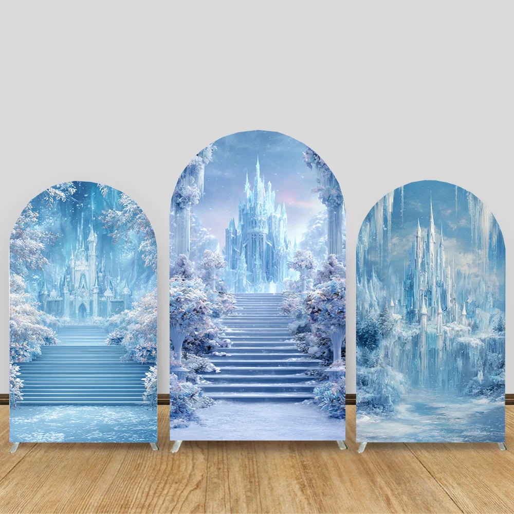 

Frozen Castle Arch Backdrop Cover Princess Baby Birthday Party Decor Winter Snow Freeze Chiara Photography Background