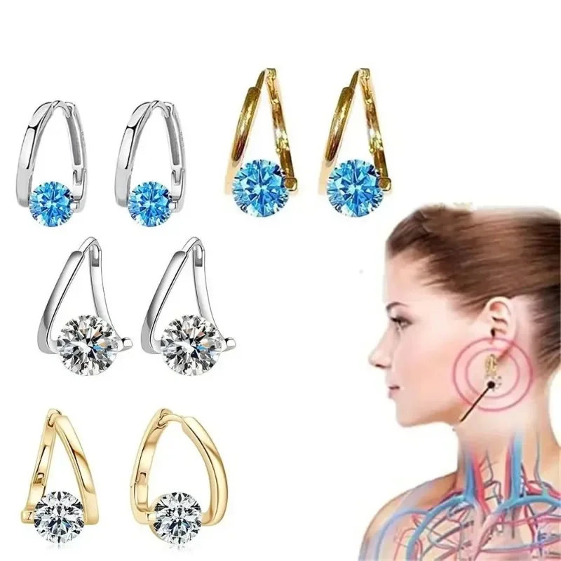 Fashion 1Pairs Women Lymphvity Magnet Therapy Germanium Earrings Lymphatic Drainage Ear Studs for Weight Loss Jewerlry Gift