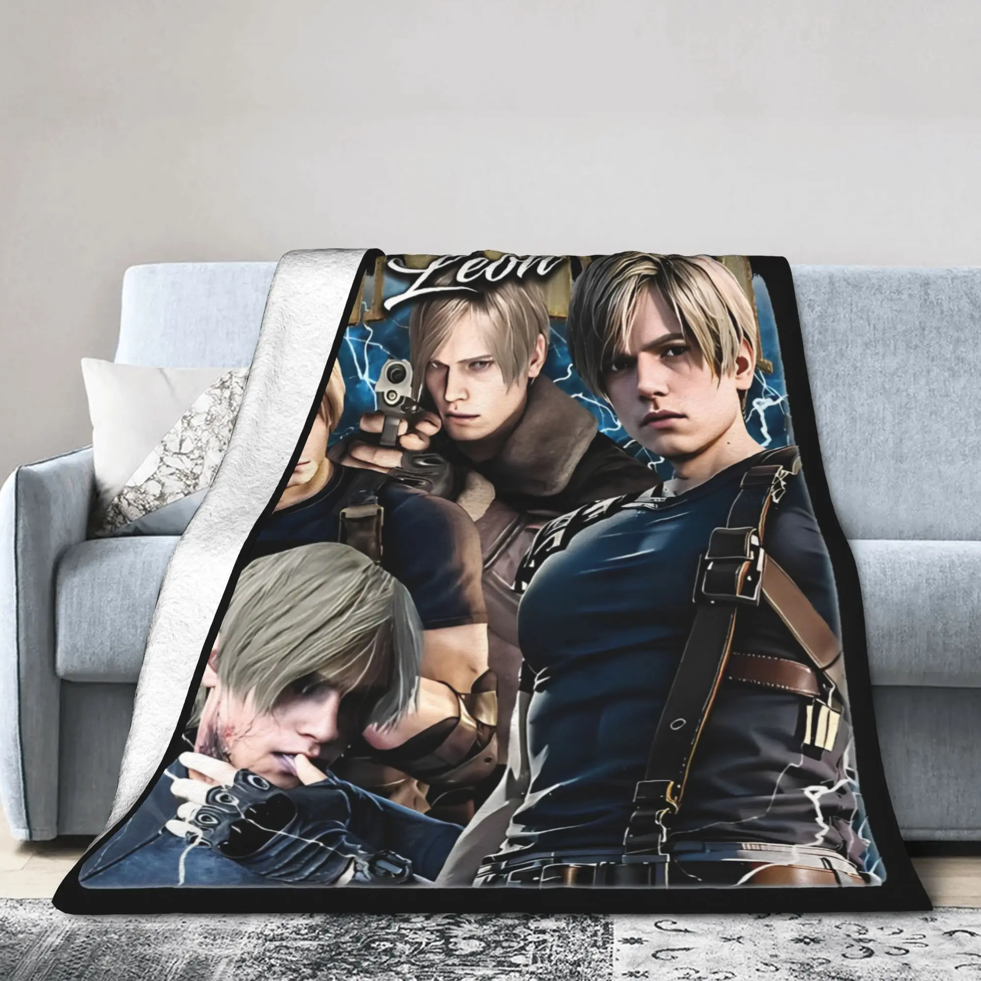 Leon Kennedy Game Blankets Fleece Print  Residents Evils Portable Super Soft Throw Blankets for Sofa Outdoor Rug Piece
