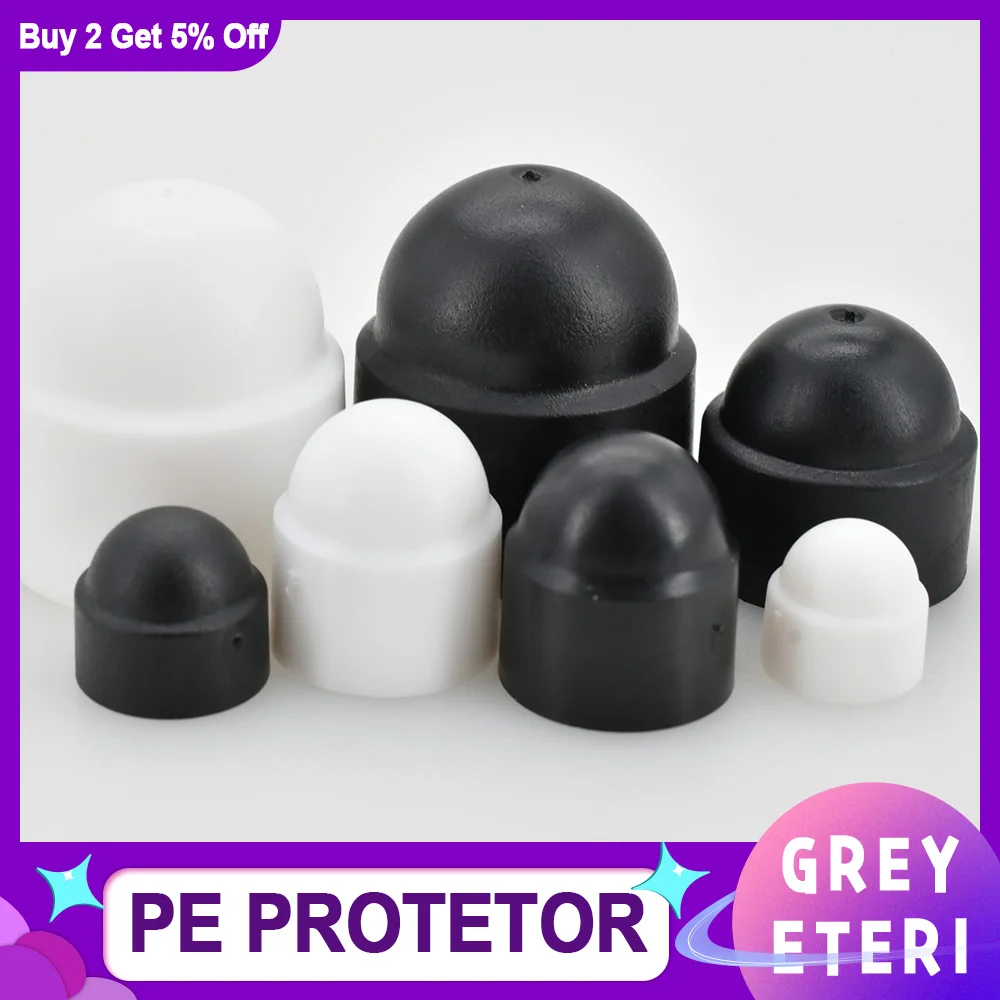 

M3 M4 M5 M6 M8 M10 M12 M14 M16 M18 M20 M22 M24 Black White Screws Nuts Cap Cover Protector Plastic PE Acron Dome Bolt Protection