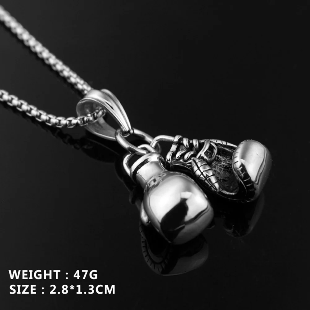 

2pcs of One Set Creative Neck Chain Boxing Gloves Necklace Metal Necklace Fashion Punk Hanging Pendant for Woman Man (Silver)