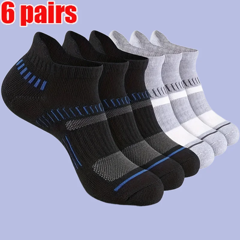 Chaussettes athlétiques de haute qualité pour hommes, chaussettes de rinçage, coton respirant, taille basse, chaussettes courtes de sport Crew, nouvelle mode, 6 paires