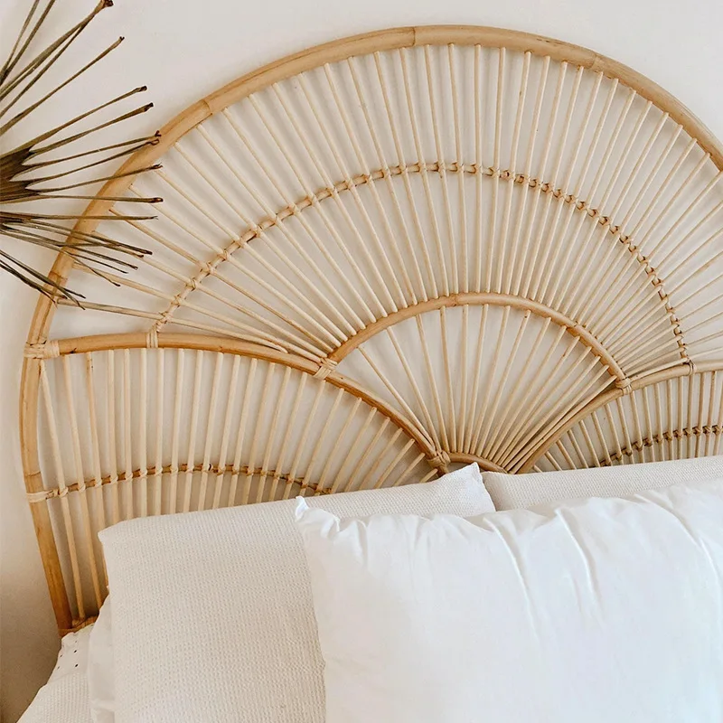 Nordic rattan headboard B & B model room background floor decorative backrest