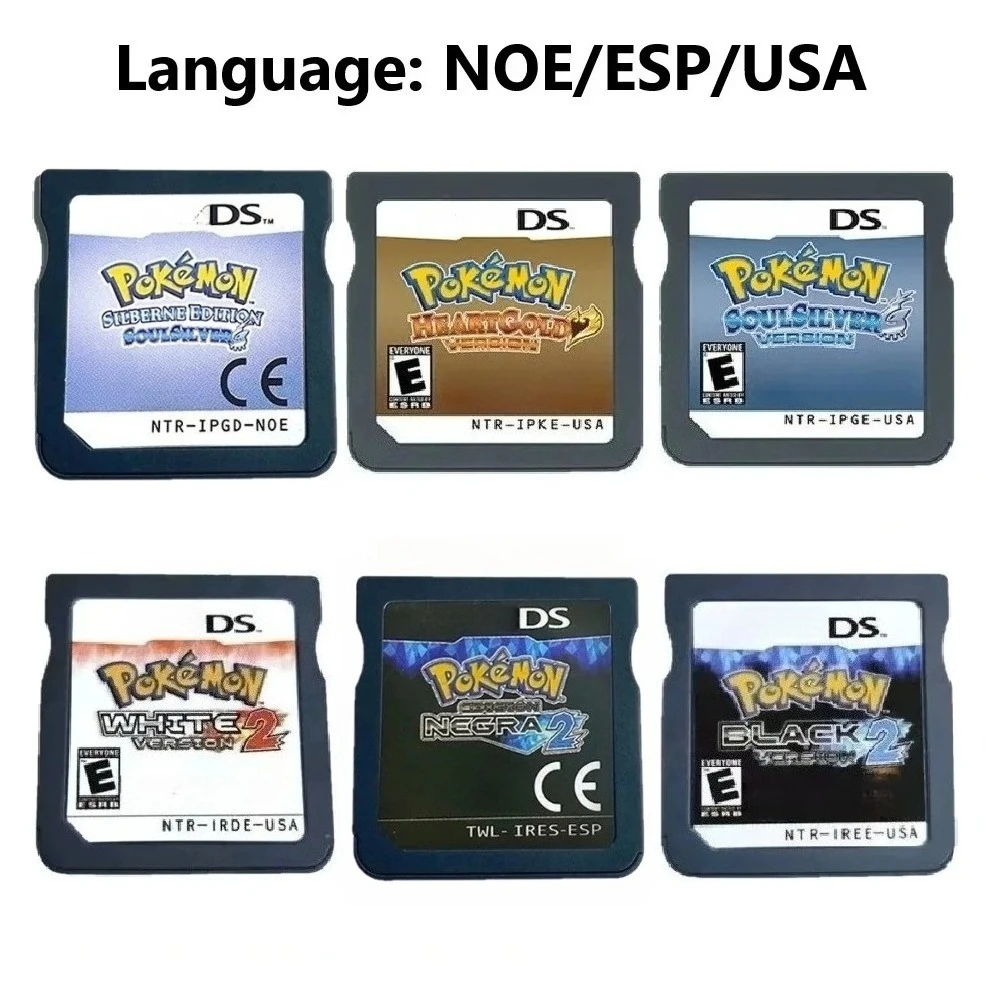 ESP USA NOE Pokémon Black and White 1 2 Black and White SoulSilver HeartGold DS NDS 3DS Video Game Cartridge