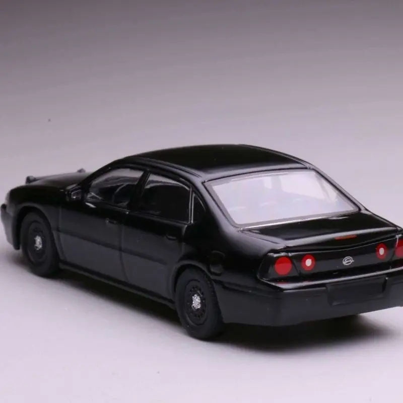 596 1/64 Black Unmarked Chevrolet Impala 9C3 Undercover Police Sedan Alloy Diecast Car Model