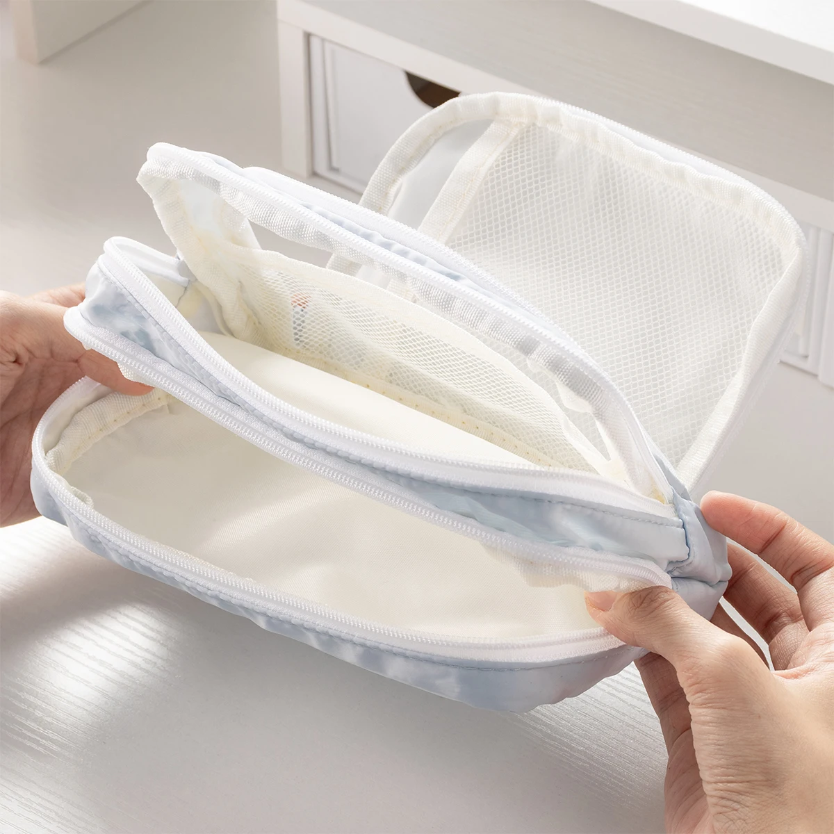 مقلمة بسحاب مكونة من 3 طبقات، سعة كبيرة مقاومة للماء للطلاب والأطفال، حقيبة تخزين قرطاسية للوازم المدرسية