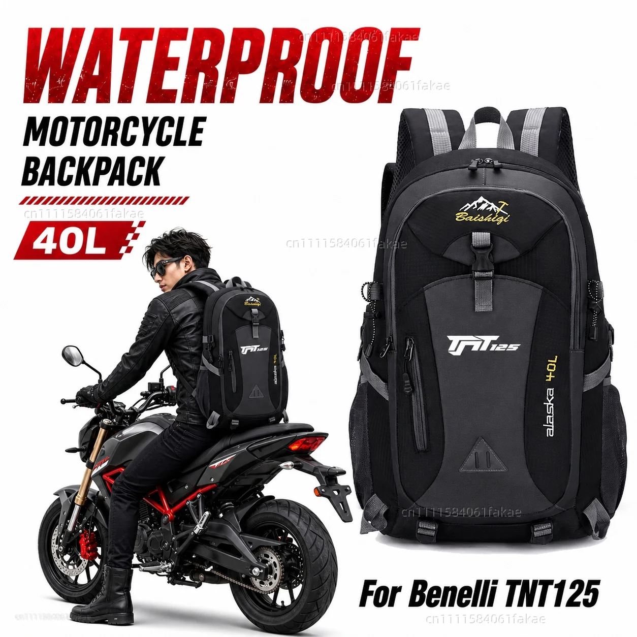 

For Benelli TNT125 tnt125 tnt 125 Motorcycle Backpack 40L Waterproof Travel Backpack Outdoor Hiking Camping Daypack Lightweight