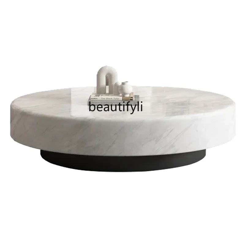 

New Italian minimalist designer marble creative coffee table light luxury high-end coffee table living room