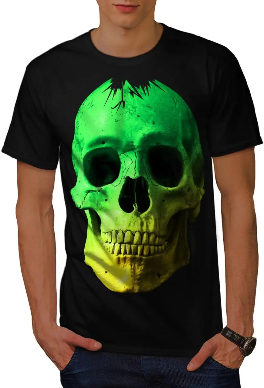 Wellcoda Skull Glow Head Mens T-Shirt, Mad Concert Graphic Printed Tee