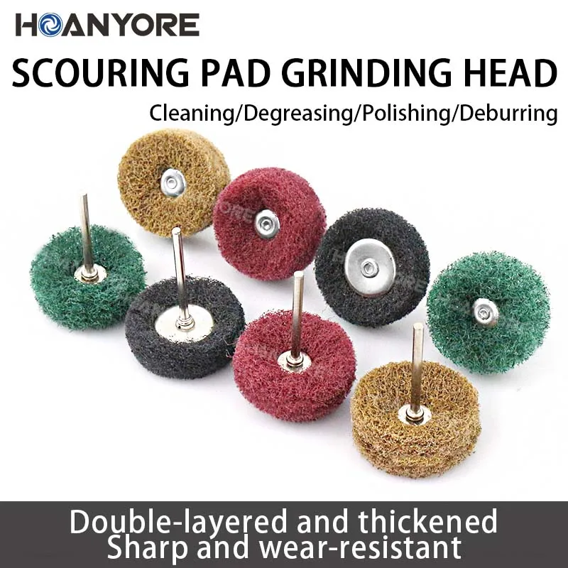 

Scouring Pad Grinding Head Mini Brush with Handle T-Shaped Polishing Wheel Nylon Fiber Brushing Grinding Head Electric Grinding
