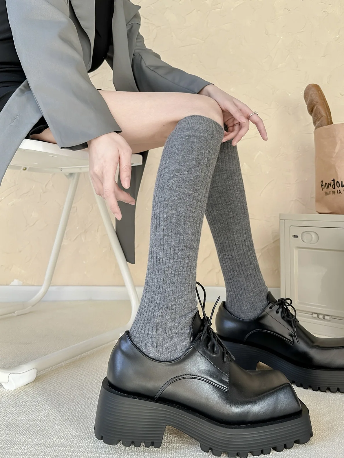 2 Pair Socks Warm Women Long High The Stockings Cotton Knee Over Thigh Socks , Women's Socks & Hosiery image 4