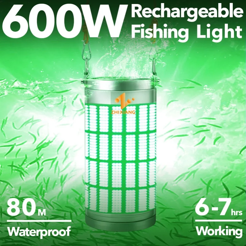 

600w Rechargeable Led Fishing Light LED Night Underwater Luring Lamps For Boats Docks Fishing