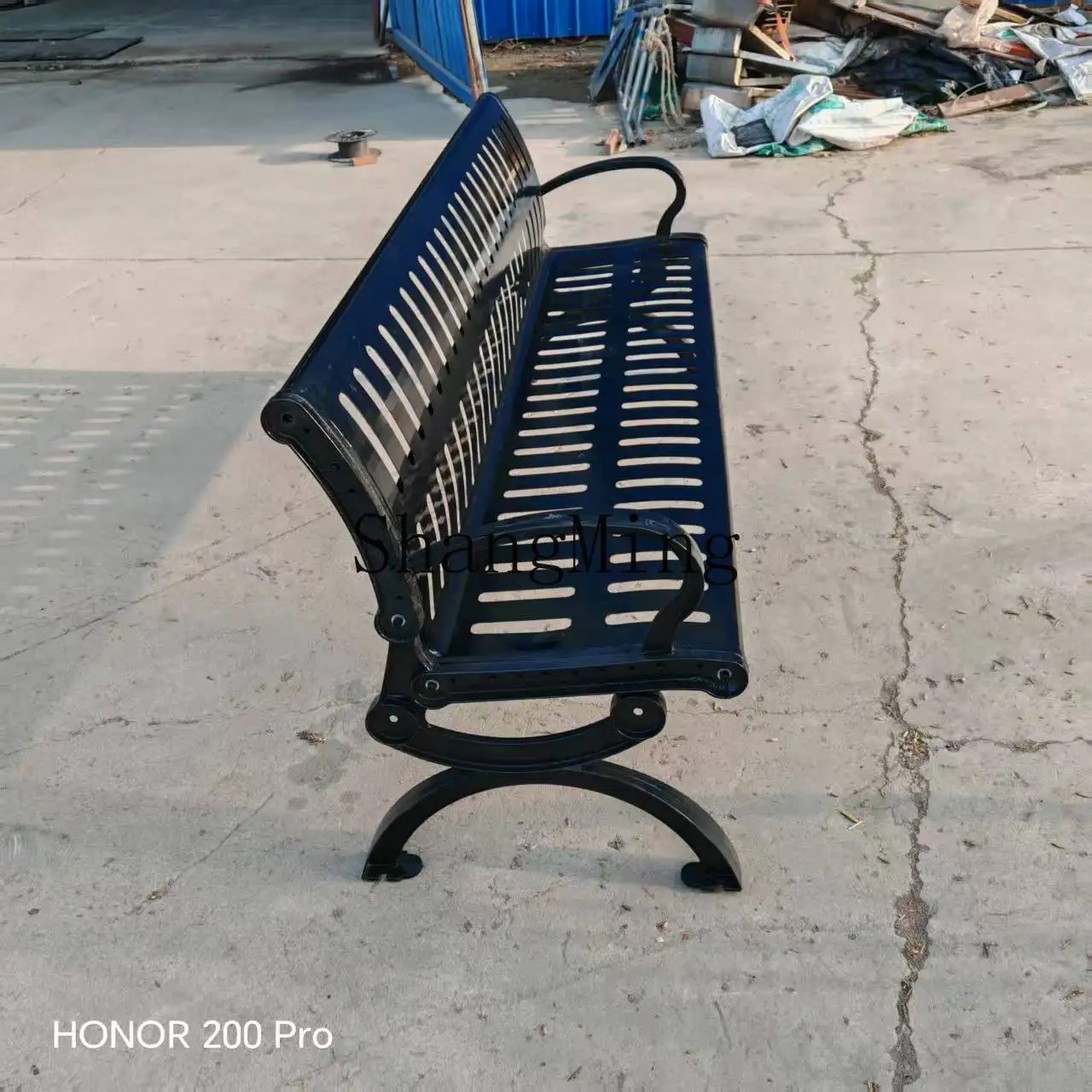 FG كرسي من الحديد المطاوع في الهواء الطلق كرسي مزدوج الظهر مقعد ترفيهي مربع #2