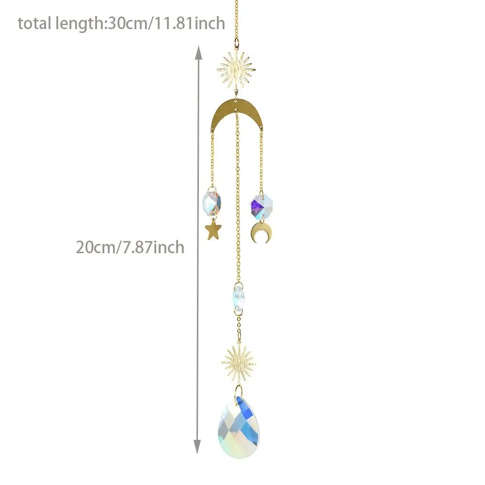 Garden Supplies Moon Crystal Pendant Stars Creative Wind Chime Colourful Prismas Rainbow Catcher Home Decor