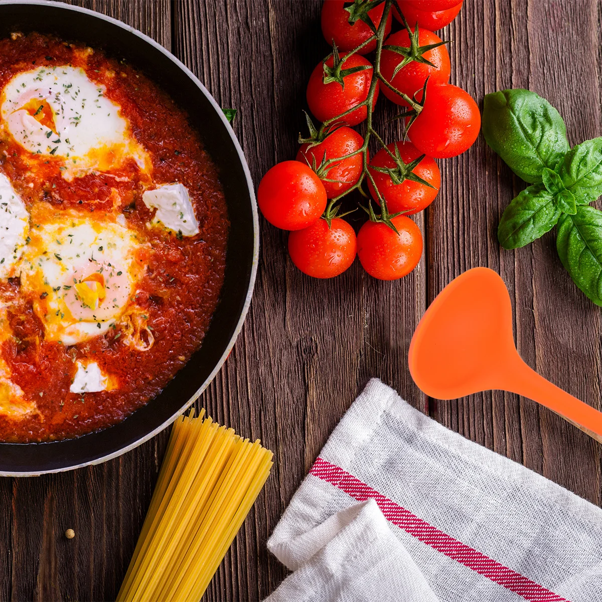 

4Pcs Flexible Silicone Soup Spoons Heat Resistant Non-Stick Ladles Translucent Kitchen Utensils for Cooking Dining