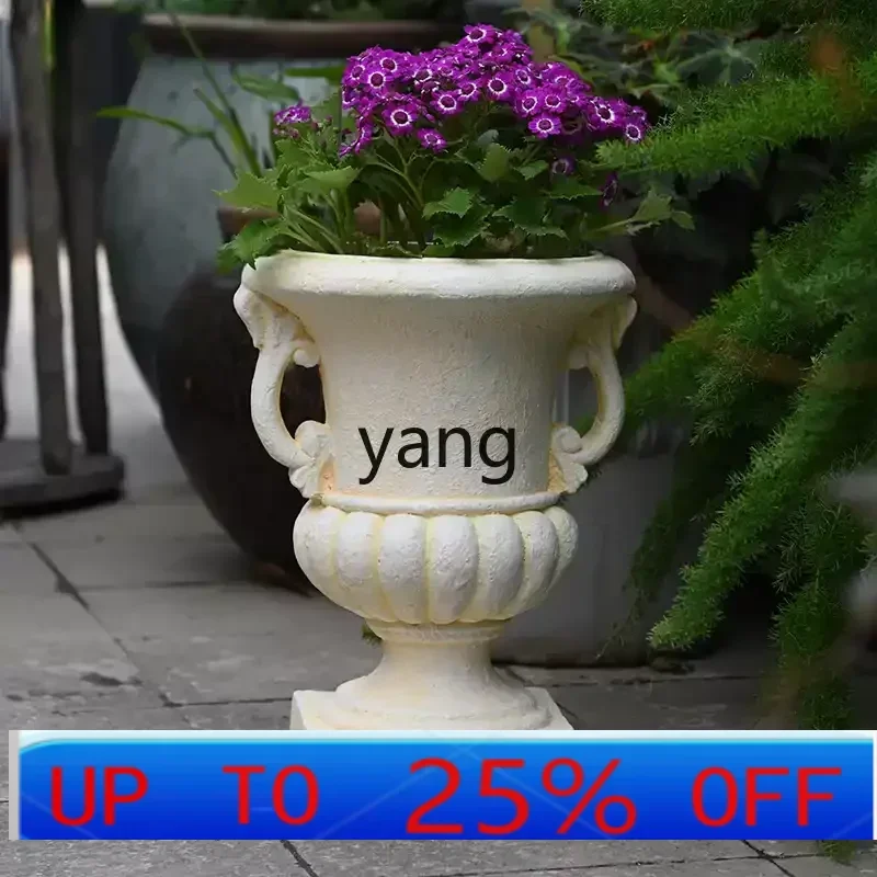 LHH retro flower pot outdoor courtyard garden decoration ornament villa entrance balcony large flower pot