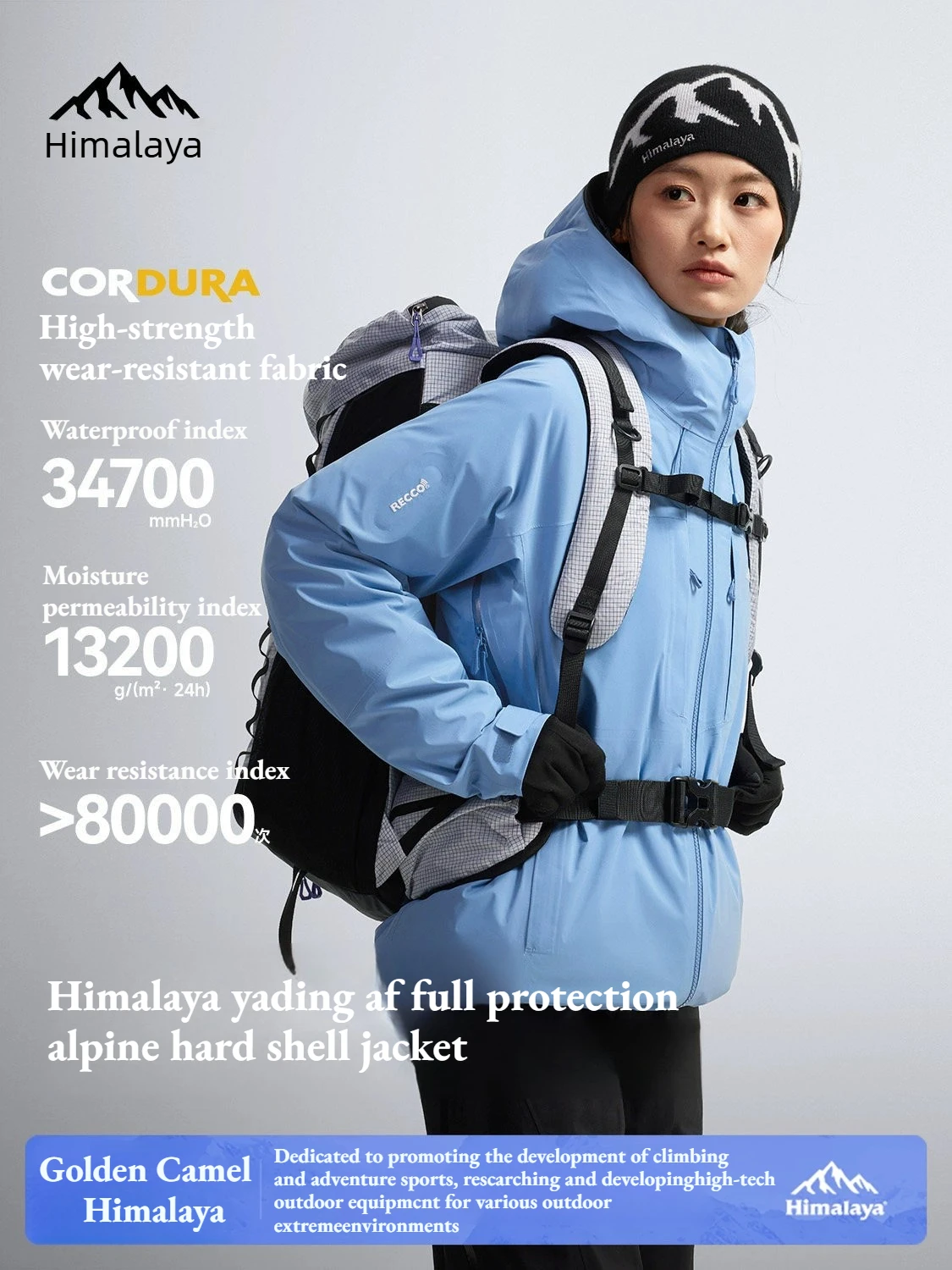 Golden Camel & Himalaya Men's Hard Shell Jacket Outdoor Professional Mountaineering Jackets Rainstorm Waterproof Hooded Coats