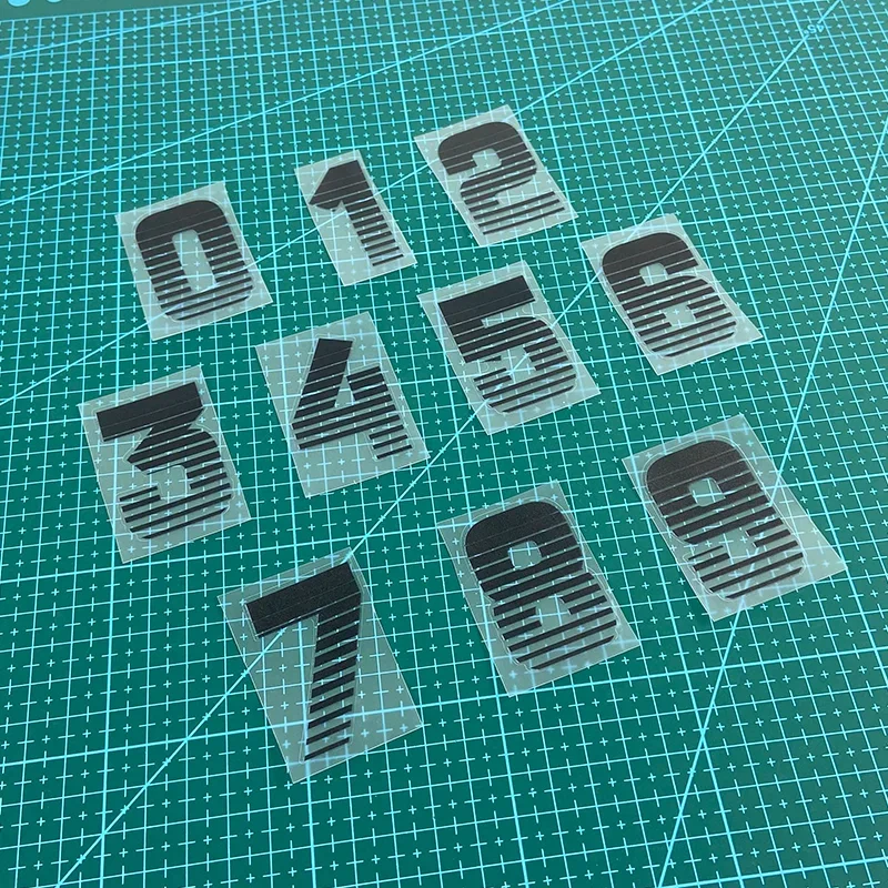 1PC 2D Flat Digital Sticker - Black Transparent Bold Numbers Rounded Corners for Motorcycle Helmet Laptop Mailbox