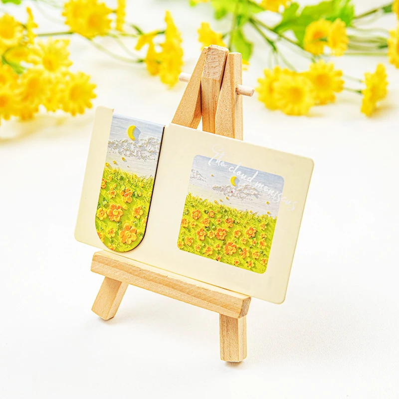 Landscape Oil Painting Magnetic Bookmark Student Notes Classification Book Page Folder Learning Reading Folder Small Gift