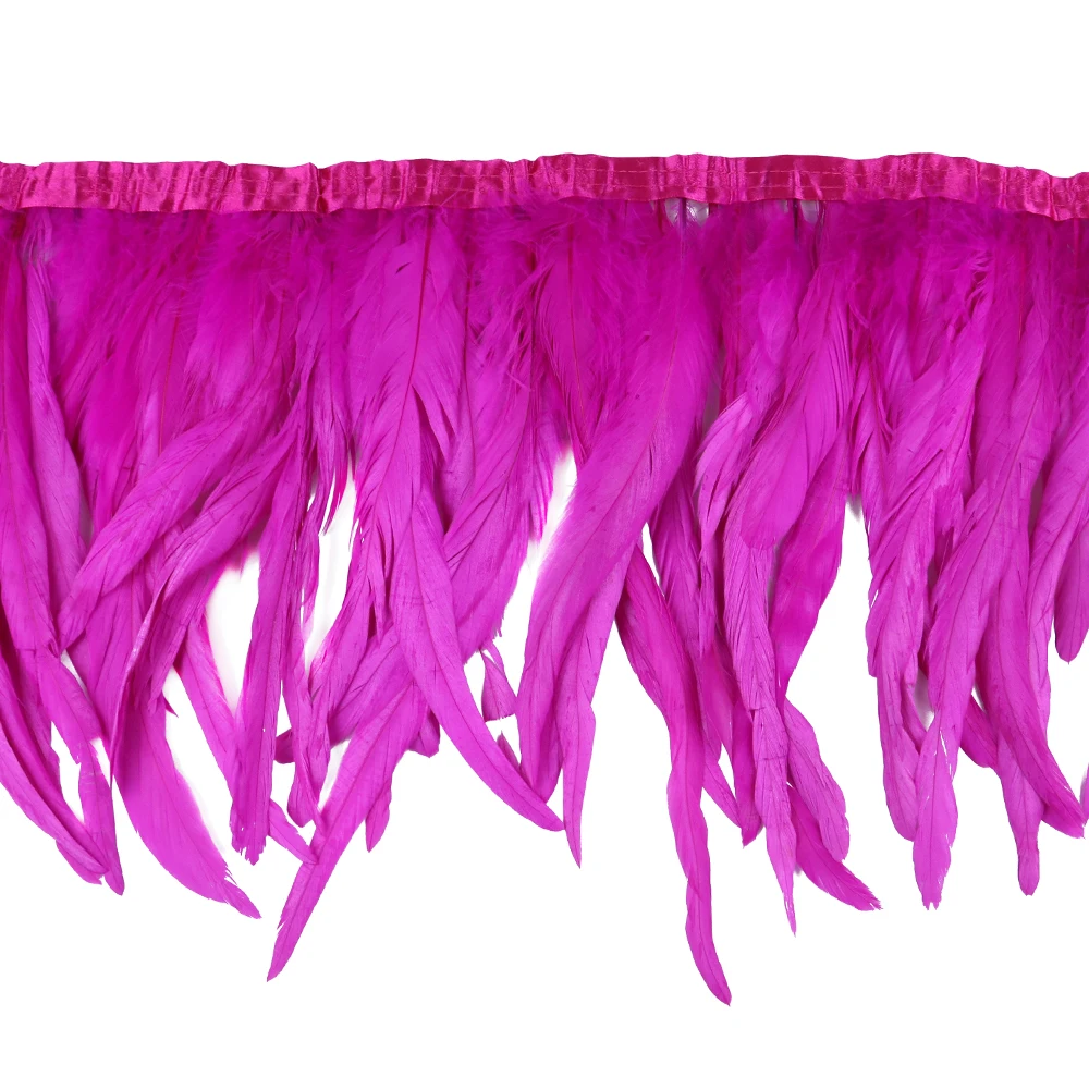 Wunderschöne Natürliche Hahnenfedern-Fransenborte 25-30cm Breite 10 Meter Weich Flauschig zum Nähen DIY Handwerk Hochzeit Party Dekoration