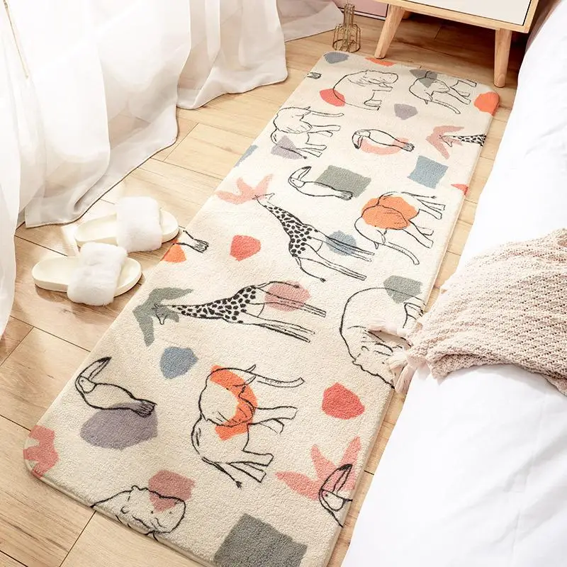 VIKAMA Scandinavian Style Multi-Element Cute Pet Carpet Short Plush Non-Slip Floor Mats Bedroom Long Side Rug Healing Home Decor